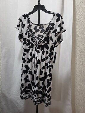 NWT Rhapsody Black and white butterfly Dress